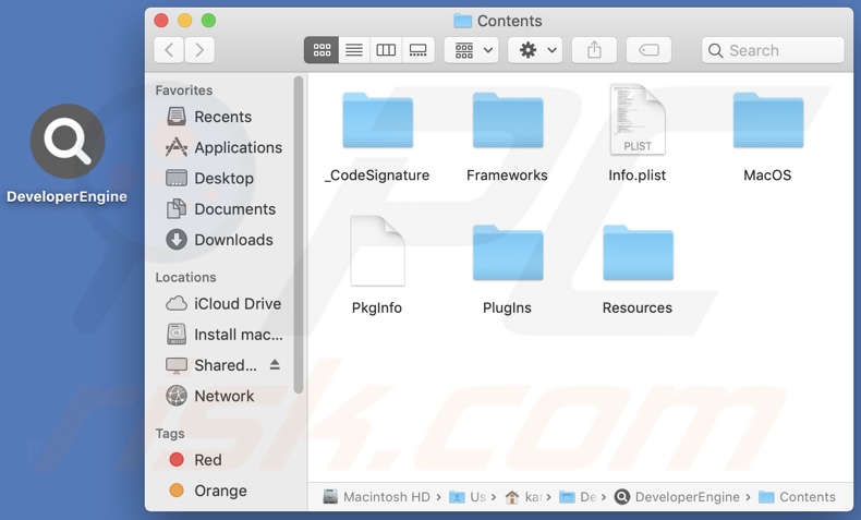 DeveloperEngine adware install folder