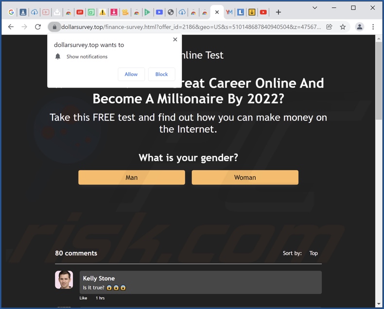 dollarsurvey[.]top pop-up redirects