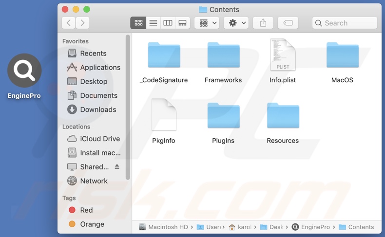 EnginePro adware install folder