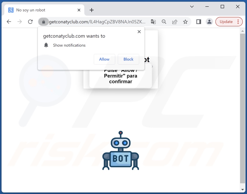 getconatyclub[.]com pop-up redirects