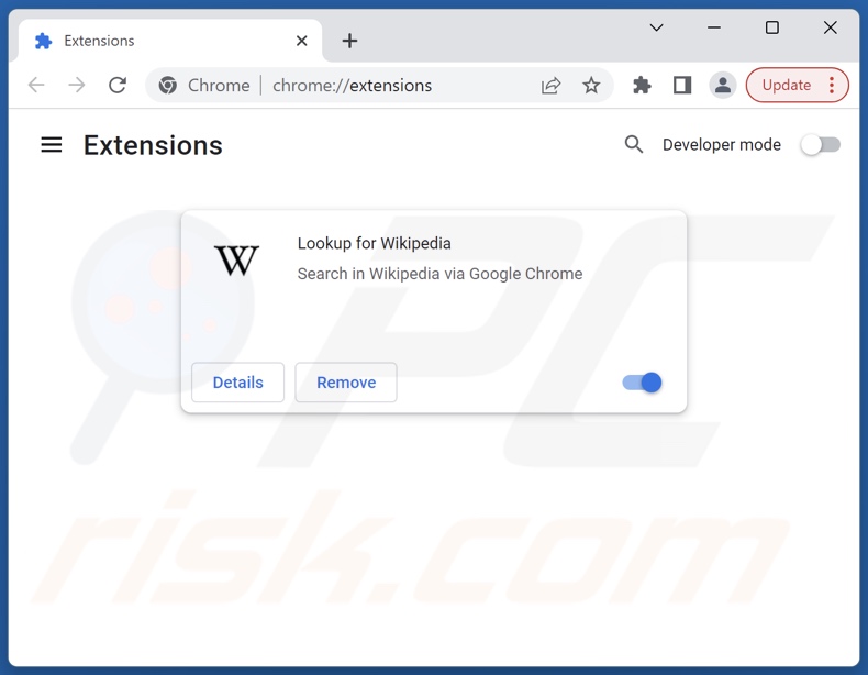 Removing lookcompwiki.com related Google Chrome extensions
