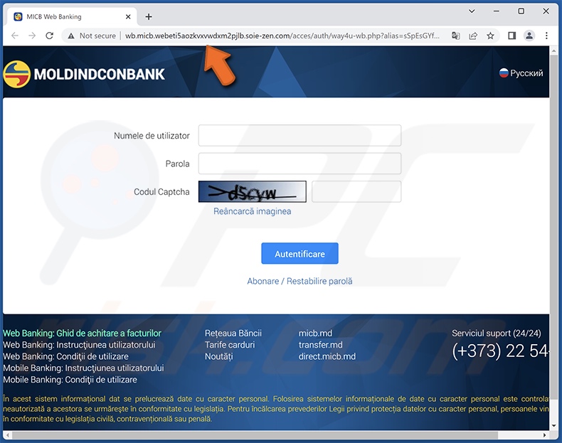 Moldindconbank scam email promoted phishing site