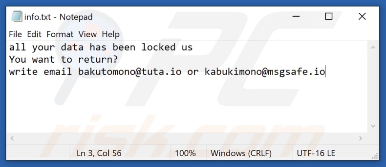 Mono ransomware text file (info.txt)