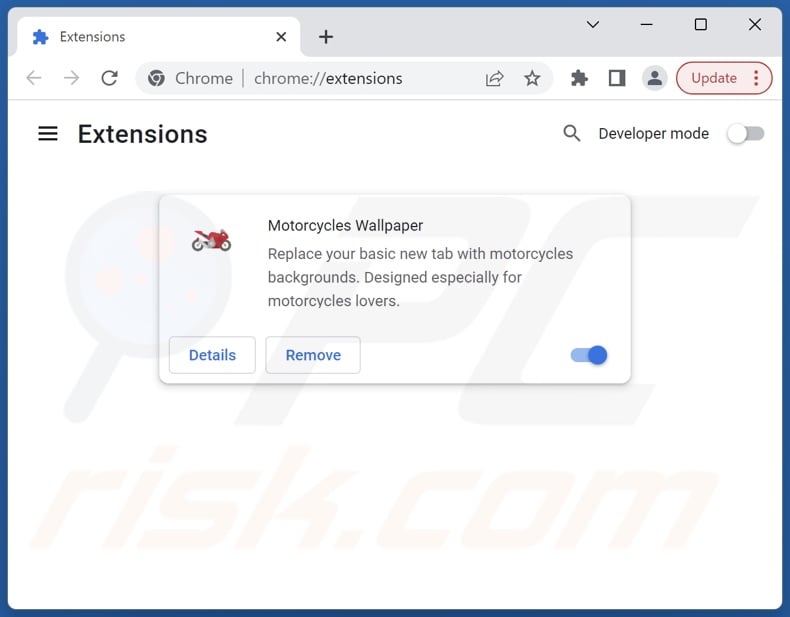 Removing Motorcycles Wallpaper Google Chrome extension