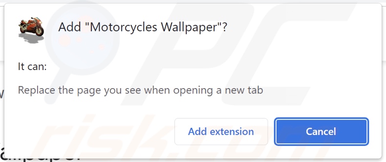 Motorcycles Wallpaper browser hijacker asking for permissions