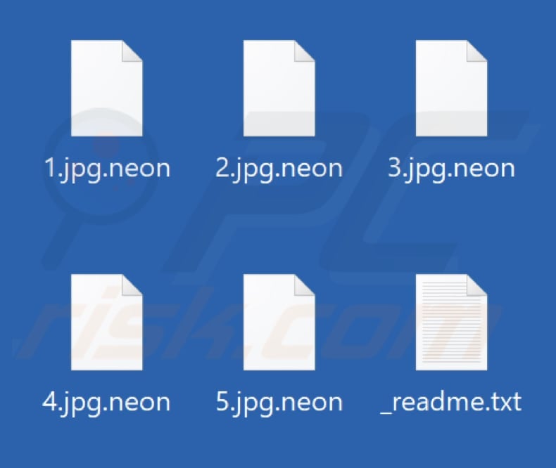 Files encrypted by Neon ransomware (.neon extension)