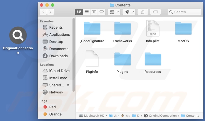 OriginalConnection adware install folder
