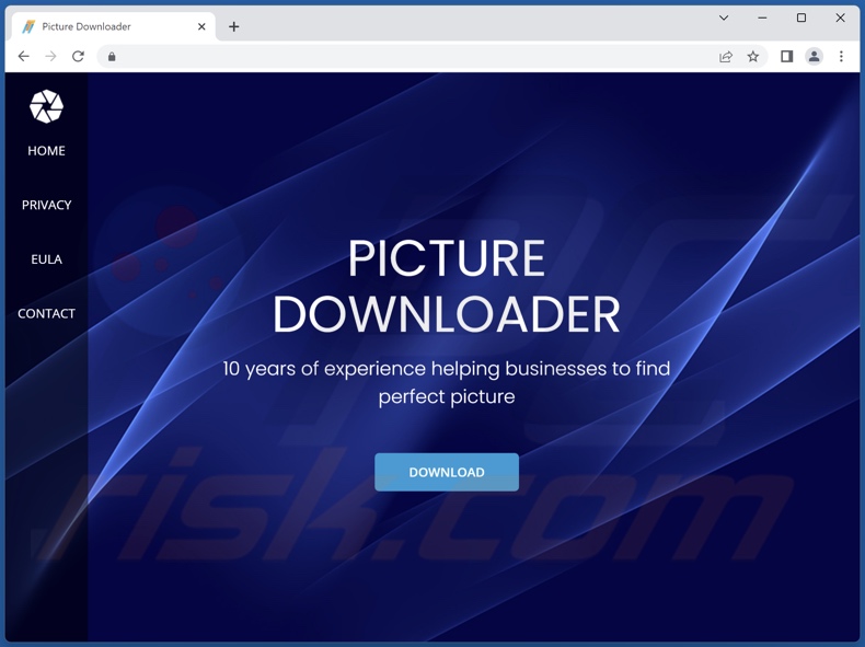 Website promoting Picture Downloader adware
