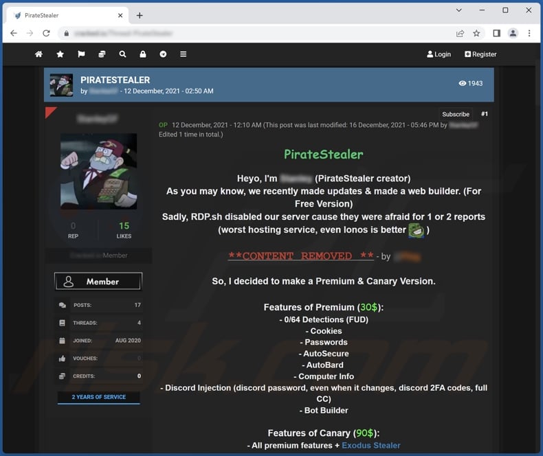 PirateStealer malware promoted online
