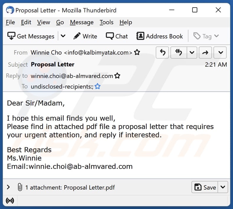 Proposal Letter email spam campaign