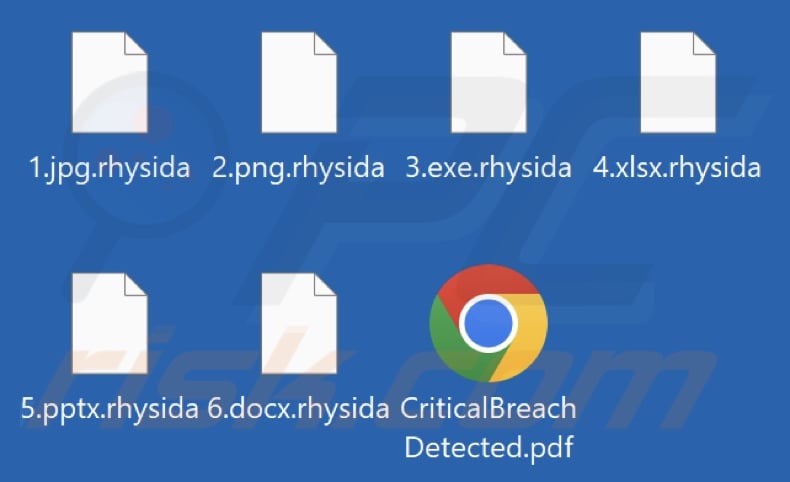 Files encrypted by Rhysida ransomware (.rhysida extension)