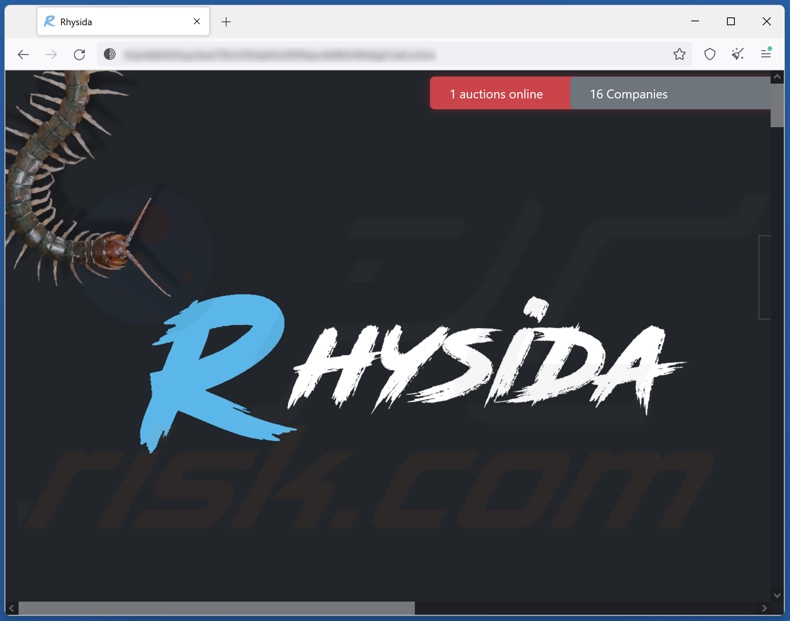 Rhysida ransomware Tor website