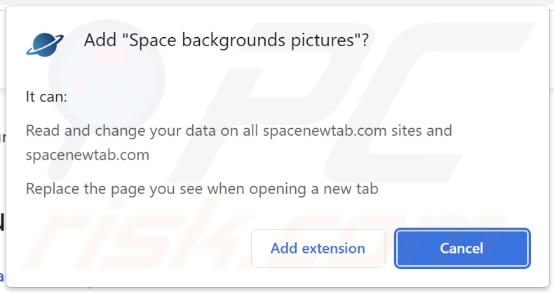Space backgrounds pictures browser hijacker asking for permissions