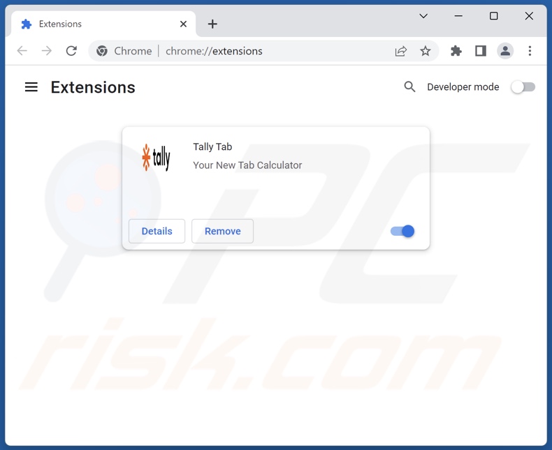 Removing Tally Tab Google Chrome extension