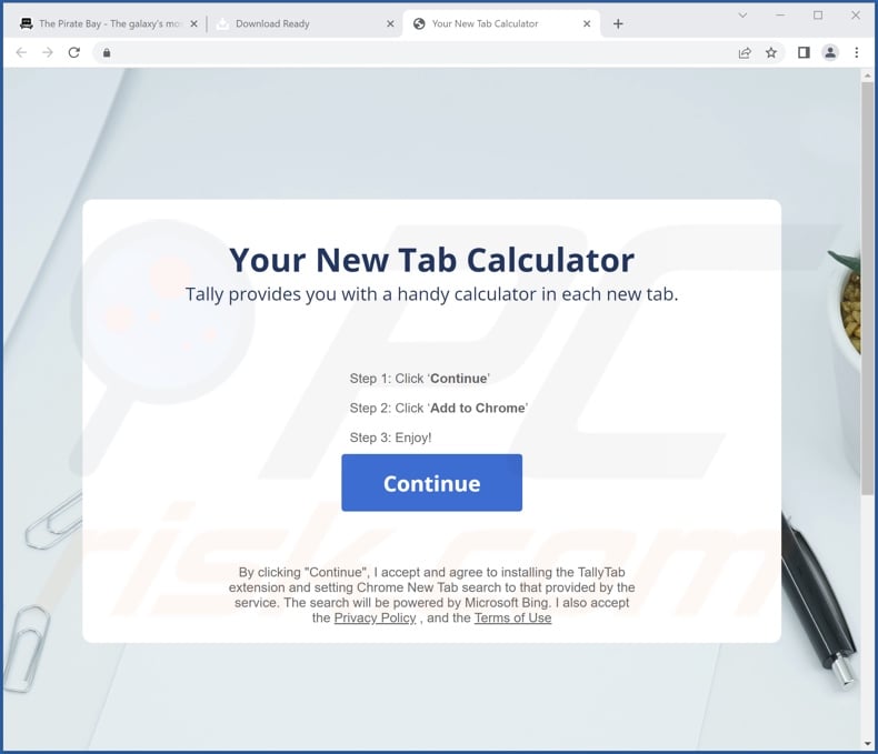 Website used to promote Tally Tab browser hijacker