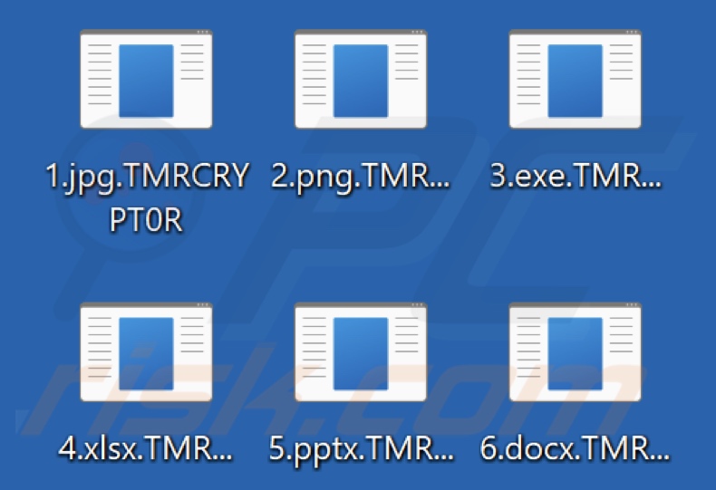 Files encrypted by TmrCrypt0r ransomware (.TMRCRYPT0R extension)