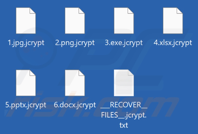 Files encrypted by Udaigen ransomware (.jcrypt extension)