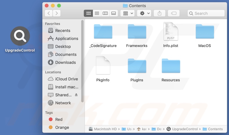 UpgradeControl adware install folder