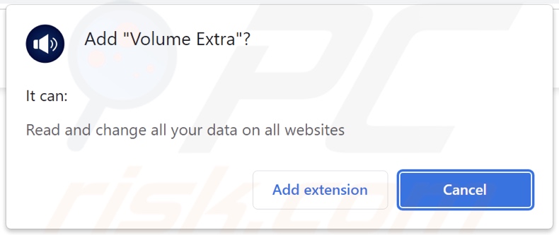 Volume Extra browser hijacker asking for permissions