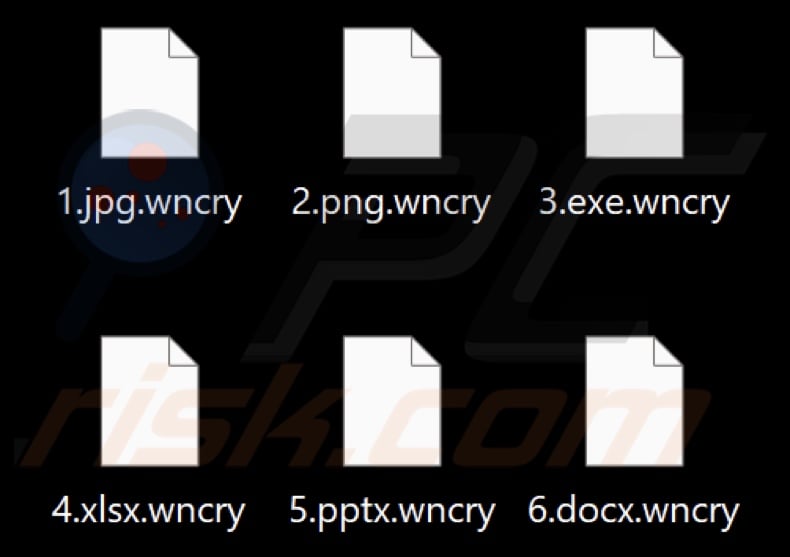 Files encrypted by WannaCry 3.0 ransomware (.wncry extension)