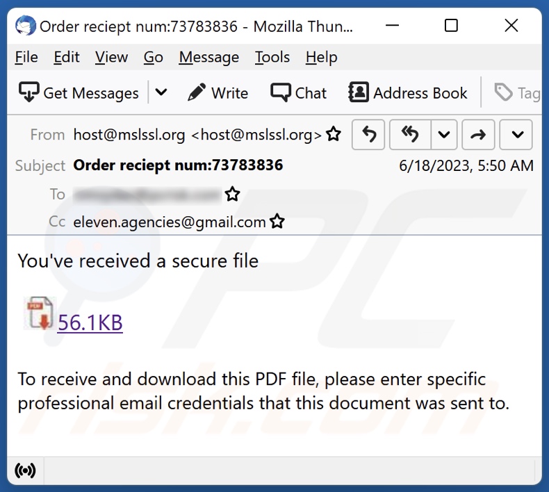 You've Received A Secure File email spam campaign