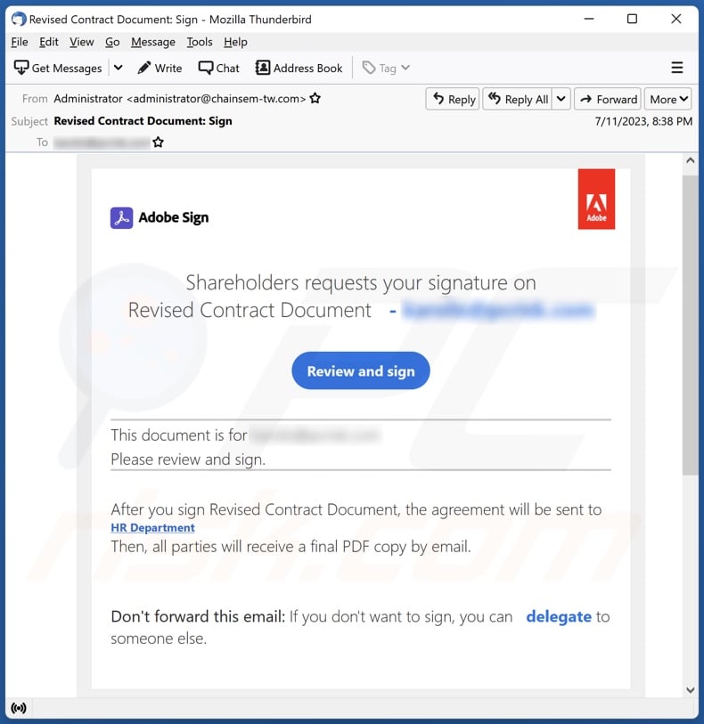 Adobe Sign email spam campaign