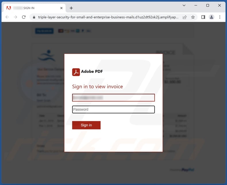 Adobe Sign scam email promoted phishing site