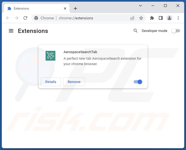Removing aerospacetab.com related Google Chrome extensions