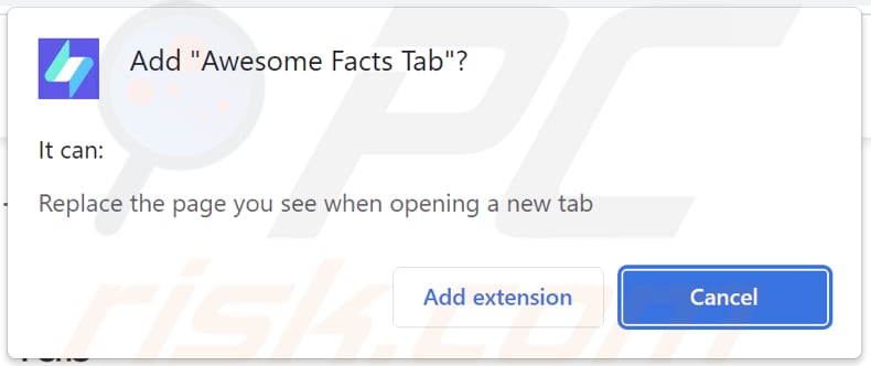 Awesome Facts Tab browser hijacker asking for permissions