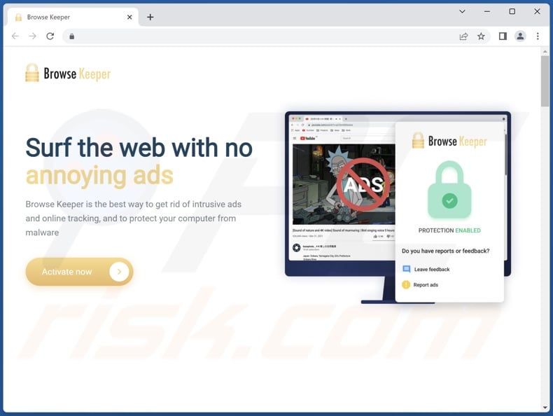 Website promoting Browse Keeper adware
