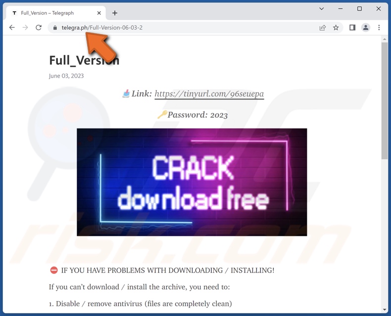 CustomerLoader malware promoted on a fake crack software download site