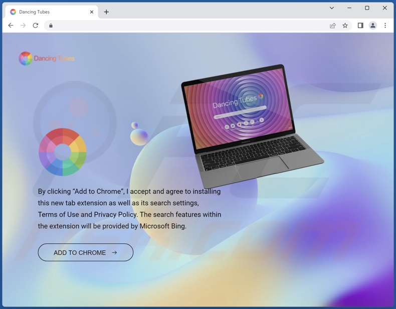 Website used to promote Dancing Tubes browser hijacker