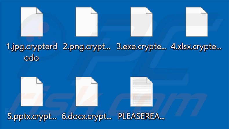 Files encrypted by updated DODO ransomware (.crypterdodo extension)
