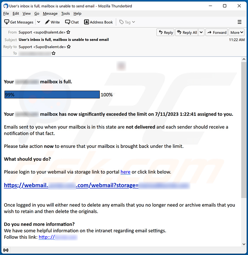 Email Storage Has Exceeded Its Limit scam (2023-07-11)
