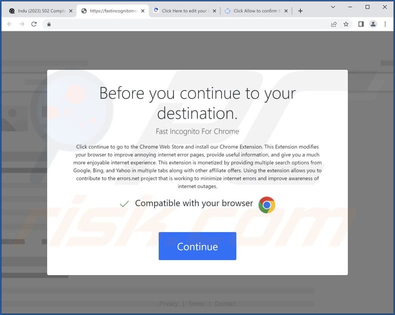 Fast Incognito Mode adware deceptive promoter