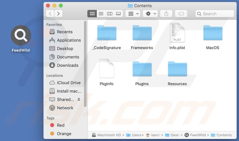FeedWild adware installation folder