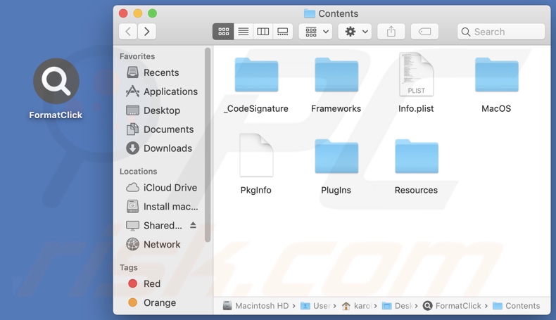FormatClick adware install folder