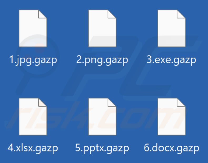 Files encrypted by Gazp ransomware (.gazp extension)
