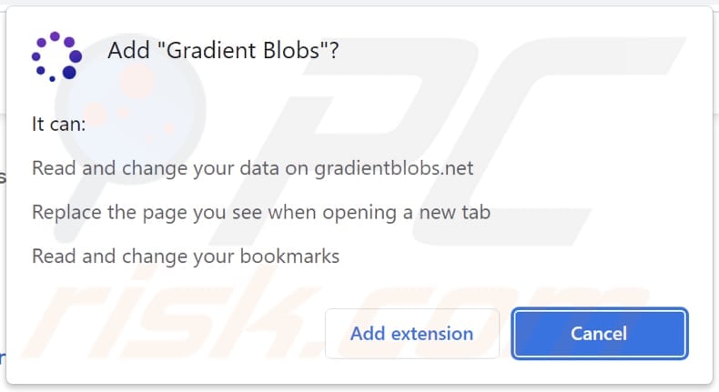 Gradient Blobs browser hijacker asking for permissions