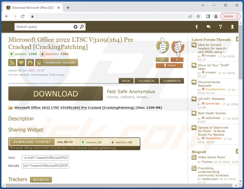 Malware analysis torrent-free/ Malicious activity