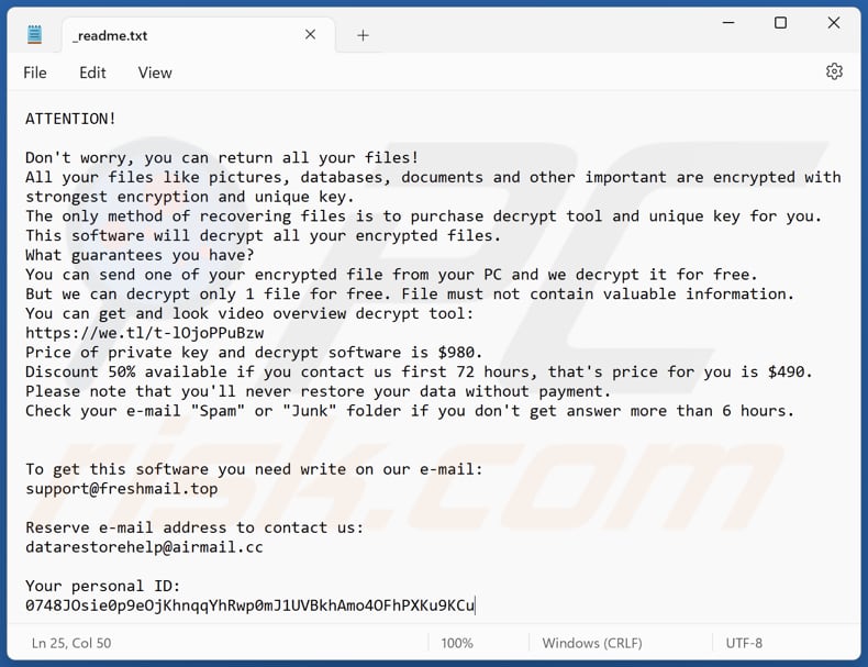 Kitu ransomware text file (_readme.txt)
