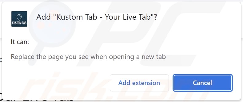 Kustom Tab - Your Live Tab browser hijacker asking for permissions