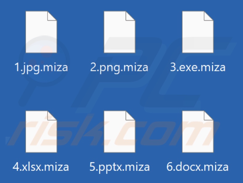 Files encrypted by Miza ransomware (.miza extension)