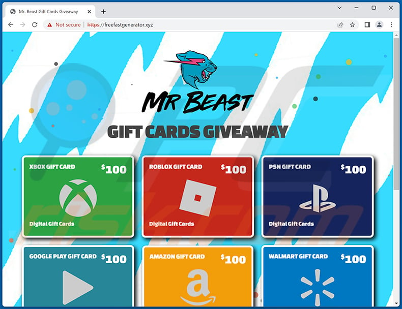 Mr Beast GIFT CARDS GIVEAWAY scam