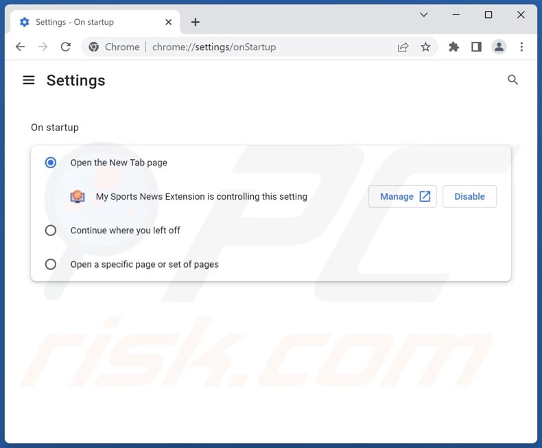 Removing goog.mysportnewsext.com from Google Chrome homepage