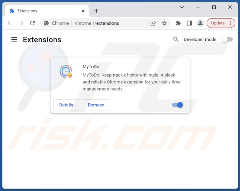 Removing mylistodo.com related Google Chrome extensions
