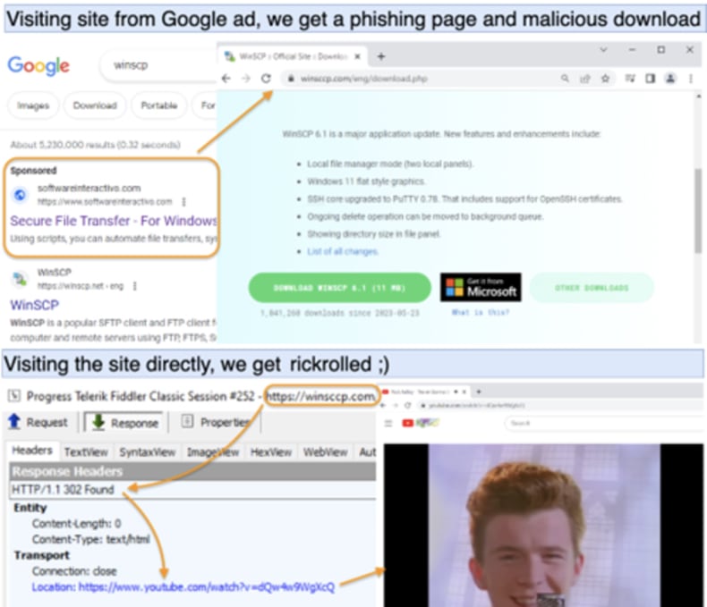 Malicious Google advertisement promoting a fake website (credit: Jerome Segura)