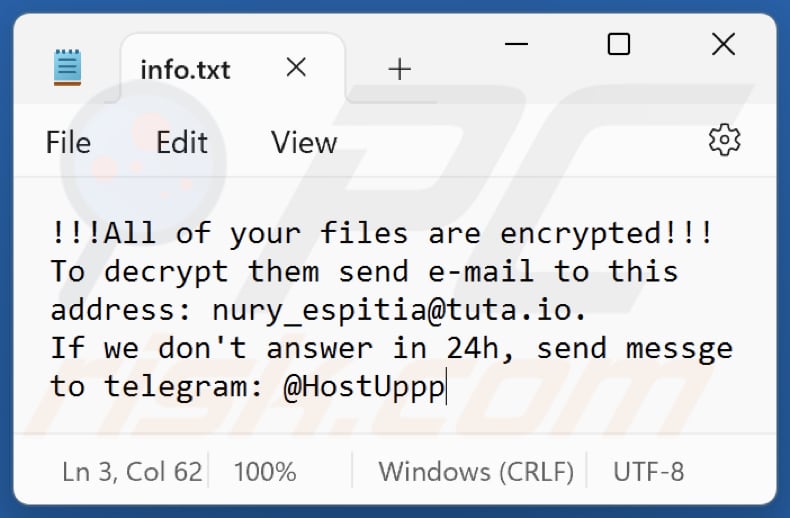 NURRI ransomware ransom note (info.txt)