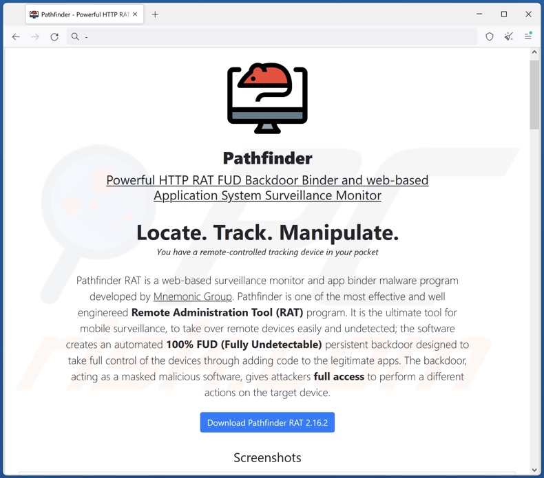 Pathfinder malware promoted on the Web