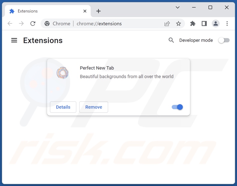 Removing perfectnewtab.com related Google Chrome extensions